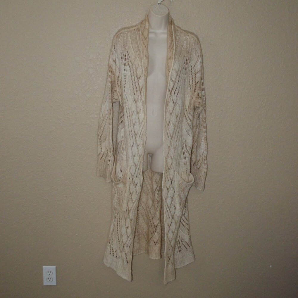 Avant Toi Beige Openwork Longline Cardigan